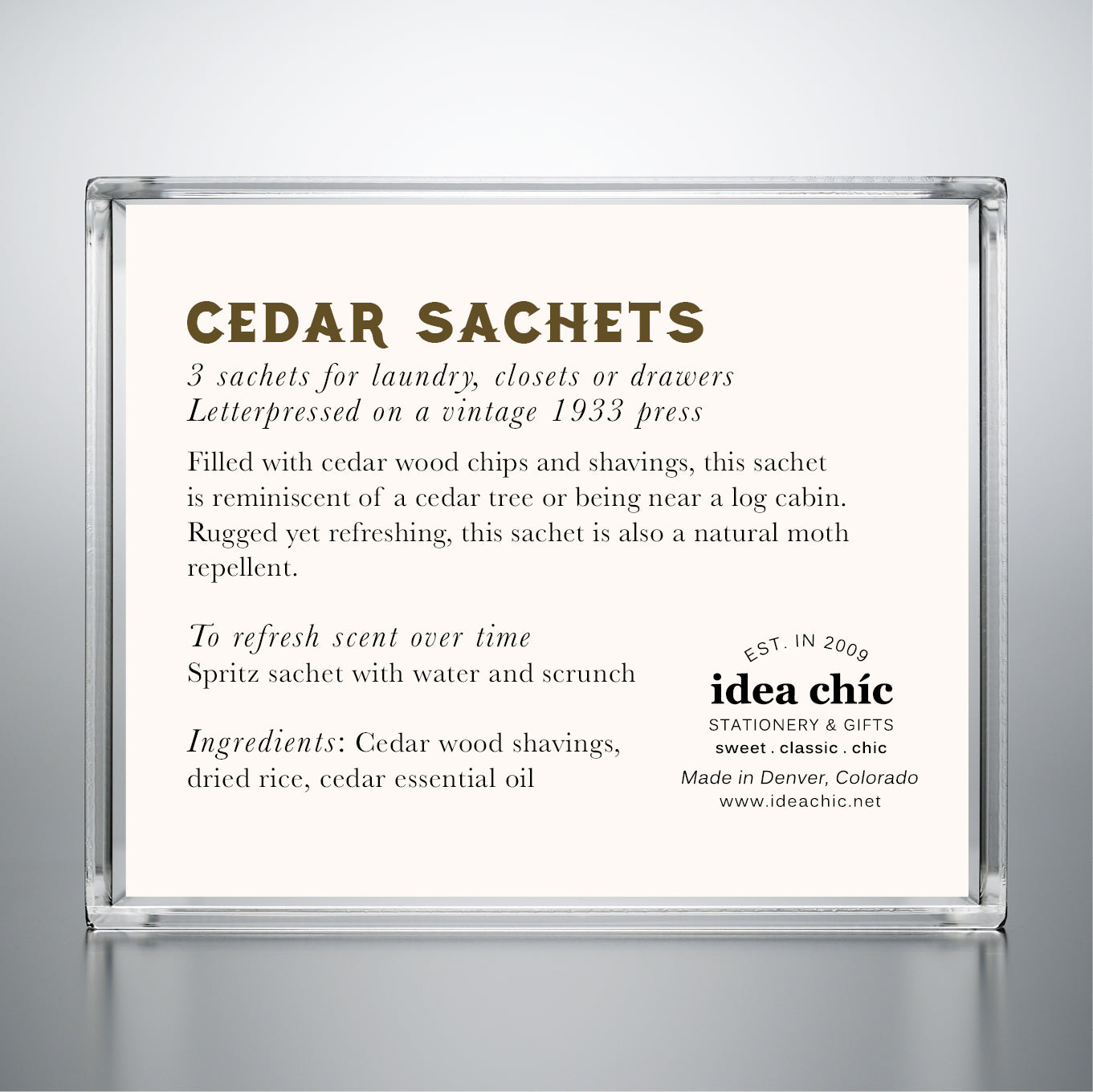 Cedar Sachet - 3 Pack for Closet, garment bag or Drawer - Idea Chíc