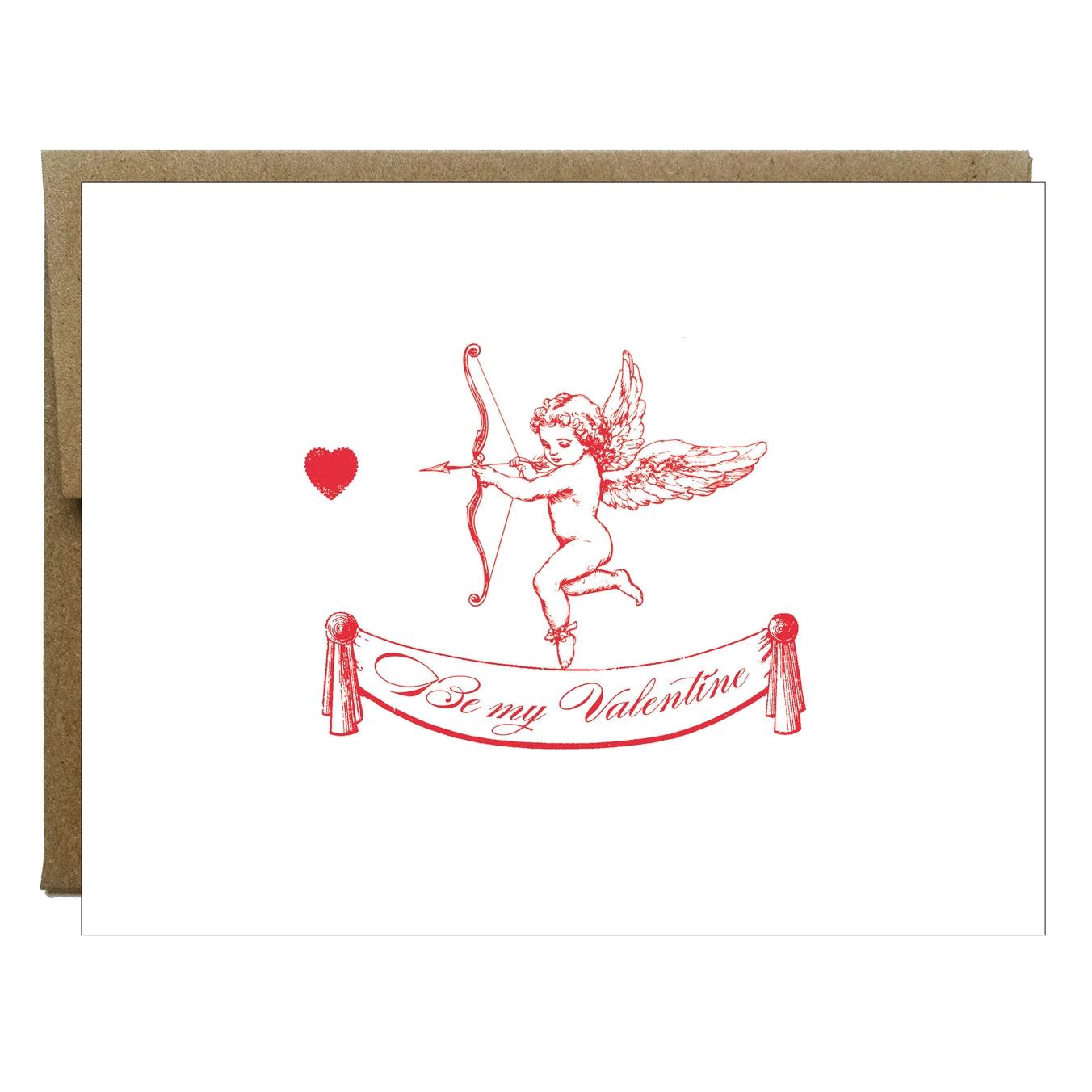 Be My Valentine Cupid Letterpress Greeting Card