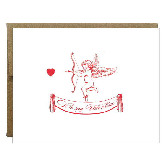 Be My Valentine Cupid Letterpress Greeting Card