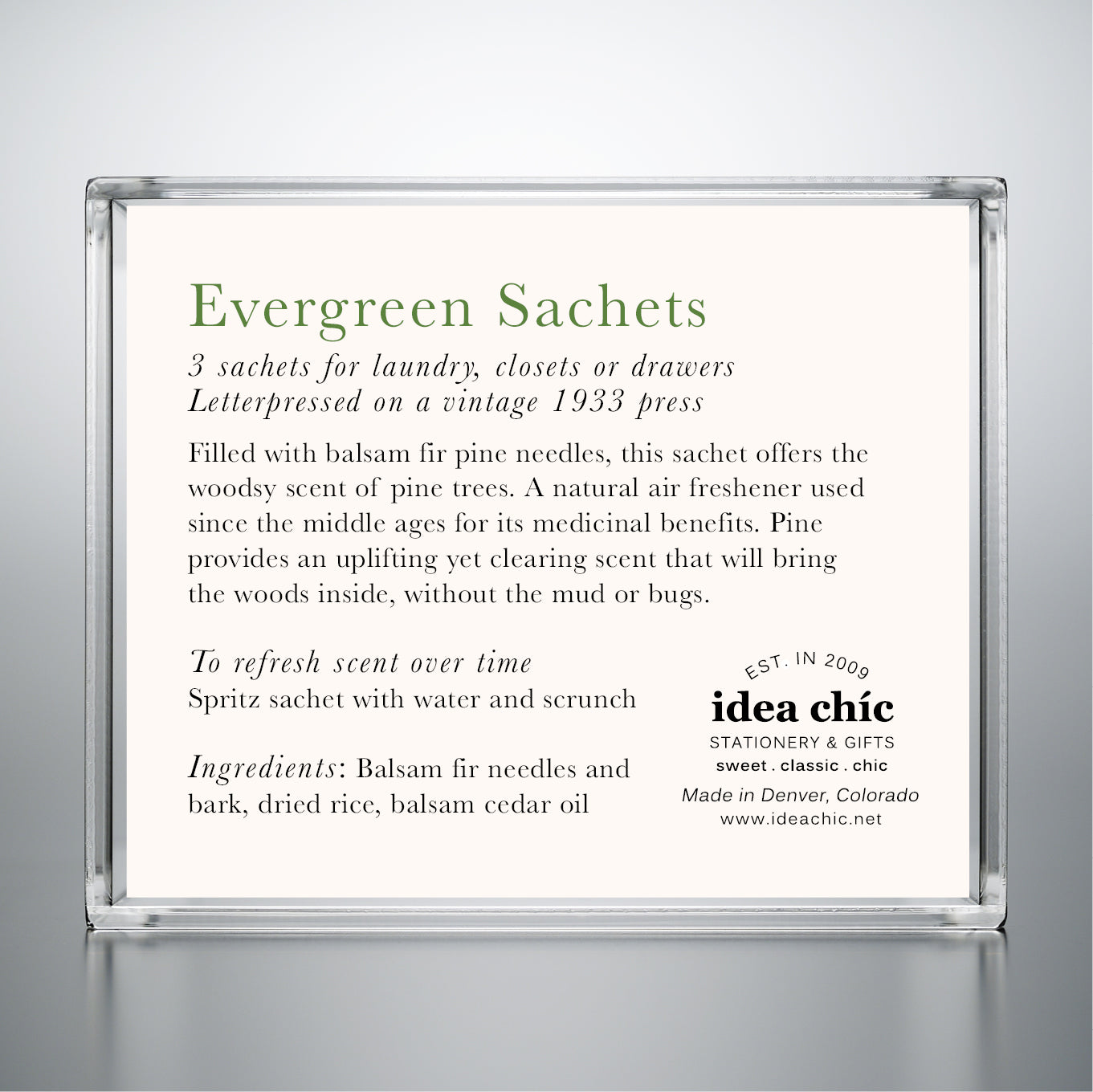 Evergreen Pine Balsam Fir Sachet - 3 Pack for Closet, garment bag or Drawer
