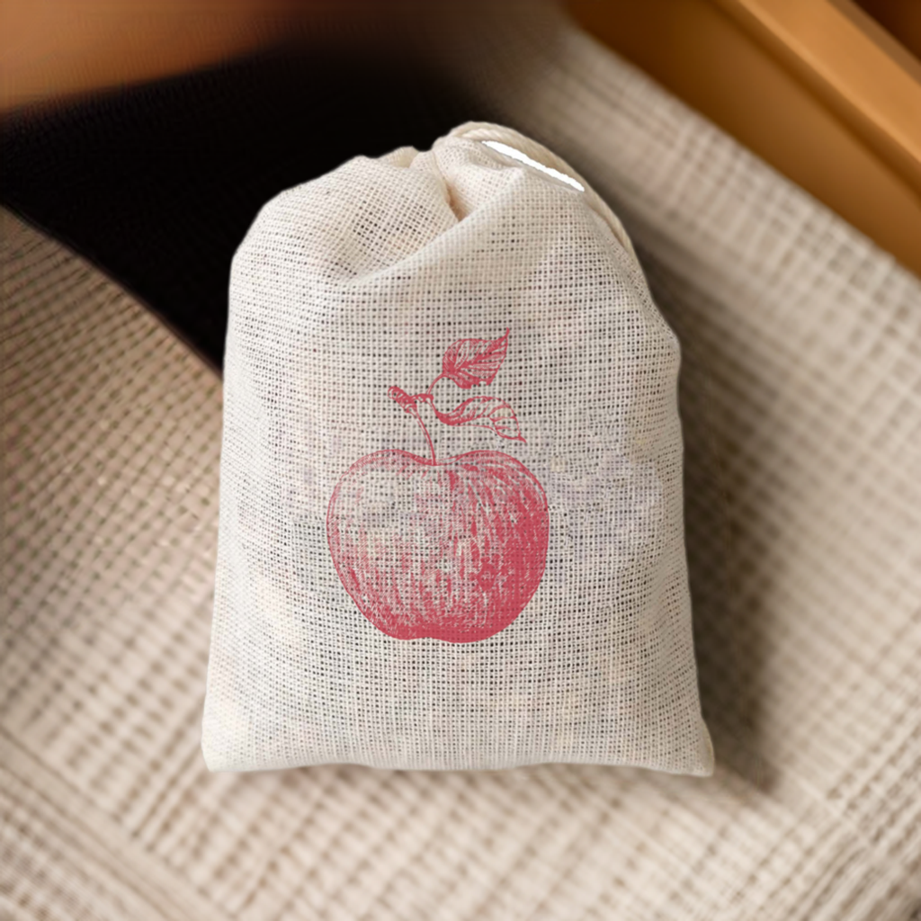 Sachet d'épices aux pommes imprimé avec pomme rouge - Paquet de 3 pour cuisine, tiroirs et garde-manger
