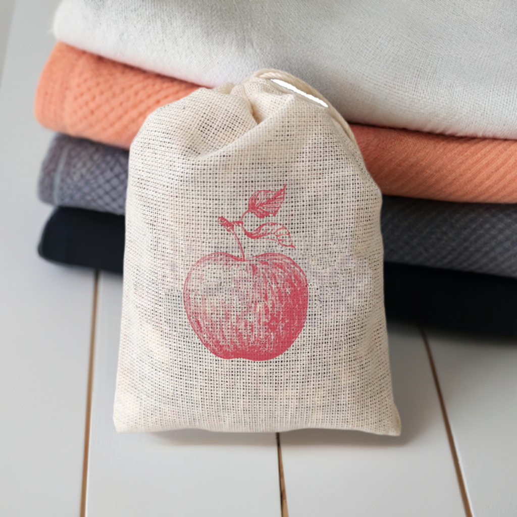 Sachet d'épices aux pommes imprimé avec pomme rouge - Paquet de 3 pour cuisine, tiroirs et garde-manger