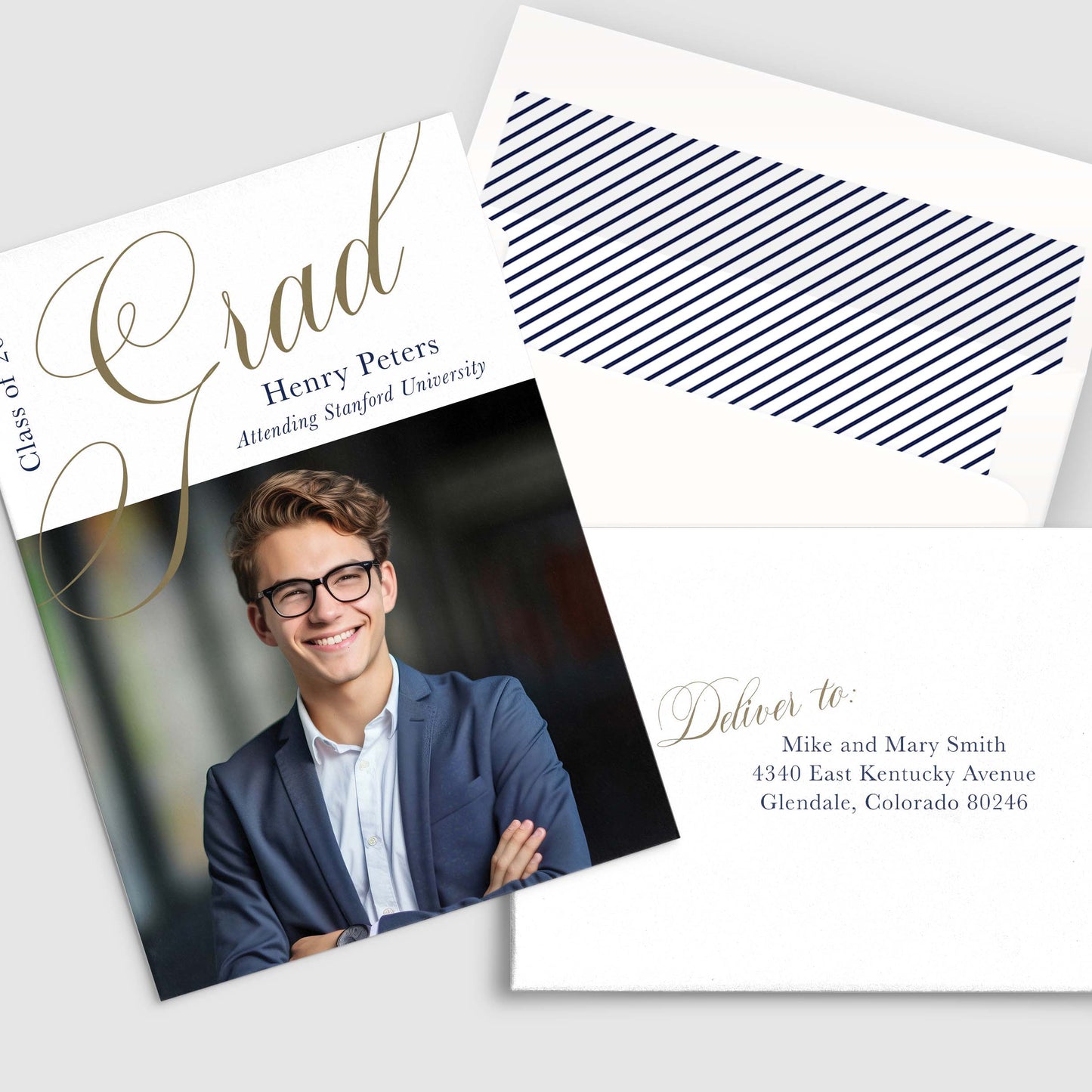 Elegant Cursive Photo Graduation Announcement