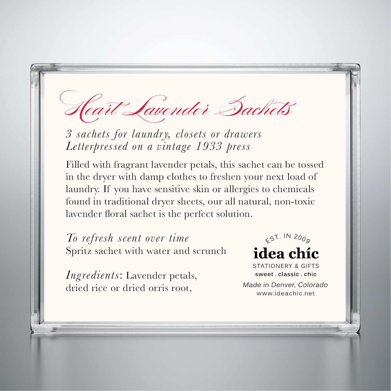 Heart Lavender Sachet - 3 Pack for Fresh Laundry or Drawers