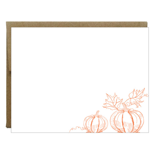 Orange Pumpkin Letterpress Stationery - 5 pack