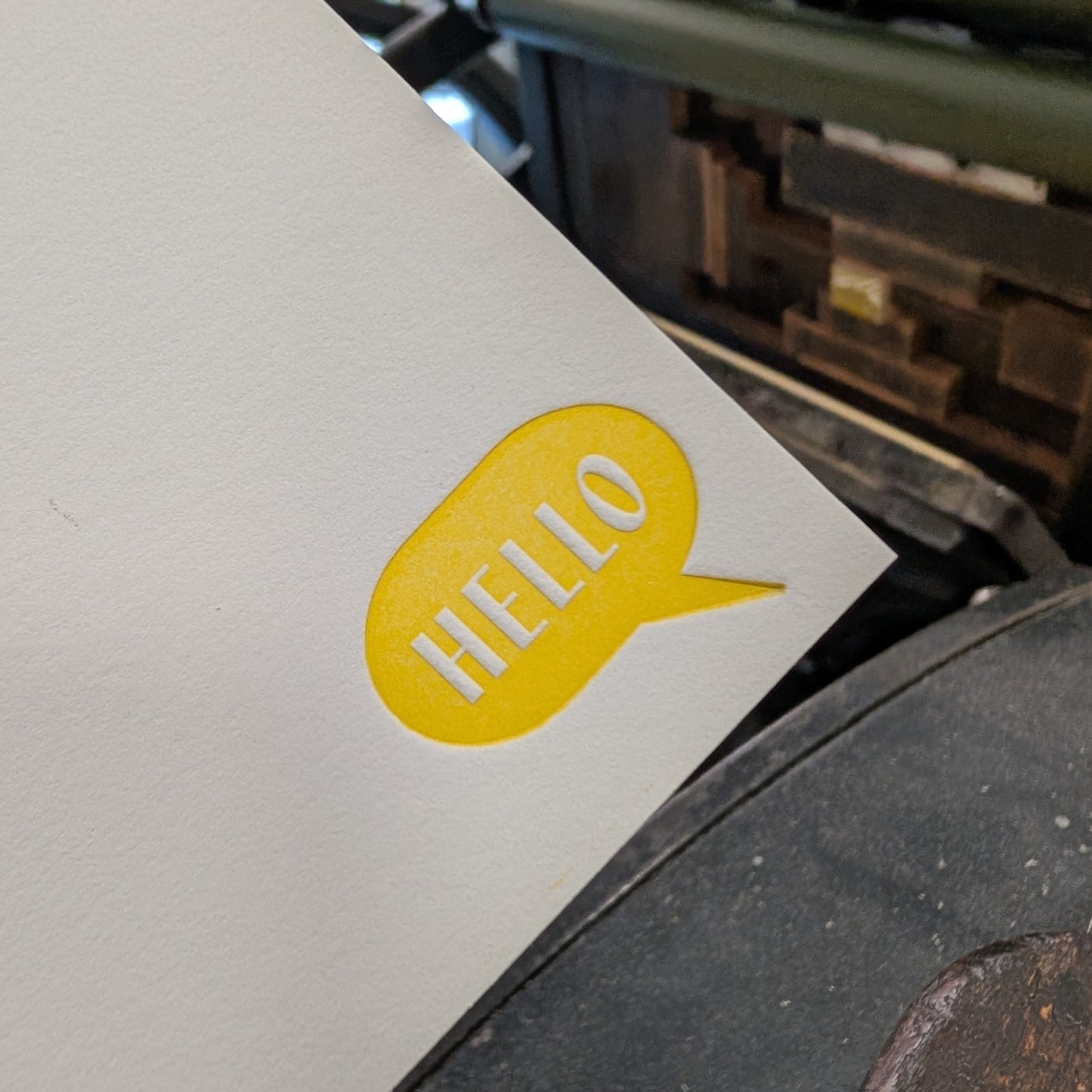 Hello Bubble Yellow Letterpress Card
