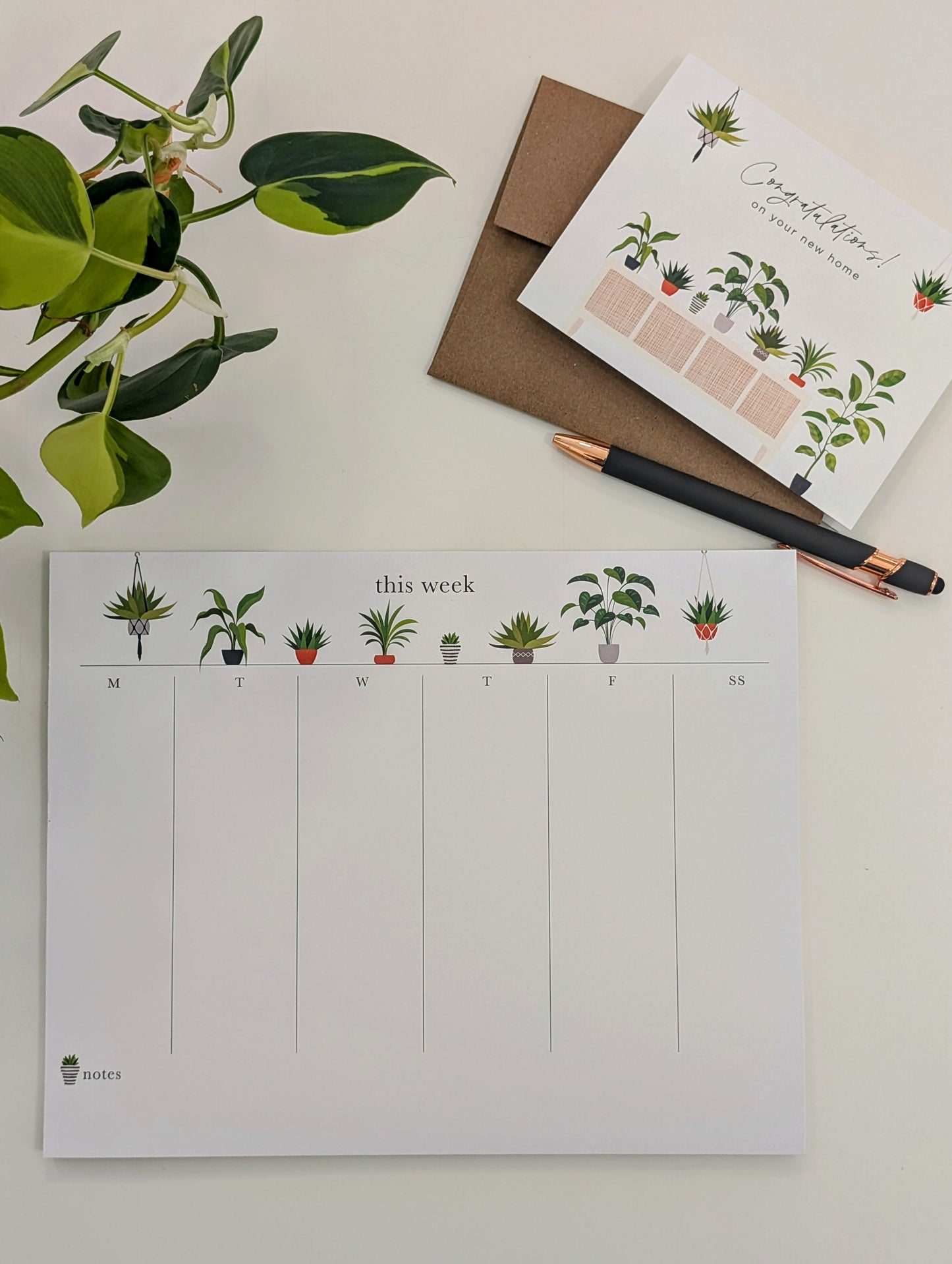 Bloc de notas planificador semanal de escritorio elegante