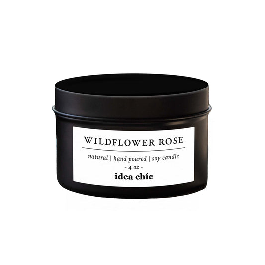 4 oz. Wildflower Rose Candle Black Tin