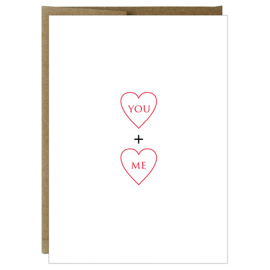 Carte de vœux typographique You + Me Hearts
