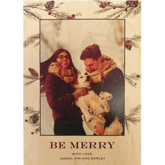 Be Merry! Photo Card on Real Wood Veneer - Idea Chíc