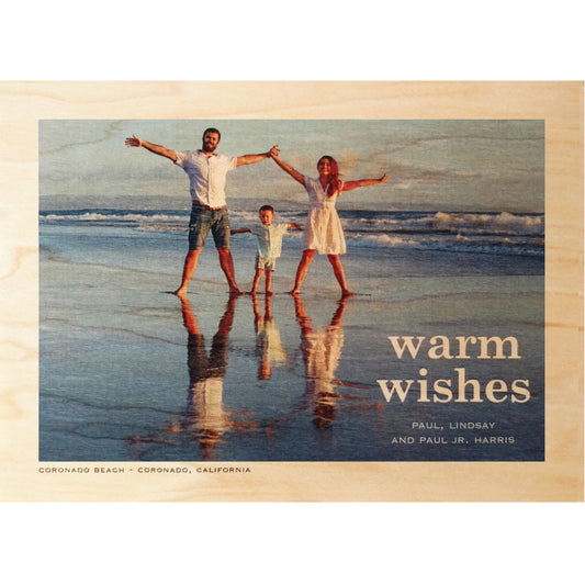 Warm Wishes Photo Card on Real Wood Veneer - Idea Chíc