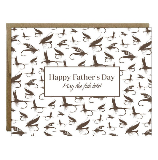 Tarjeta de felicitación del día del padre de pesca con mosca