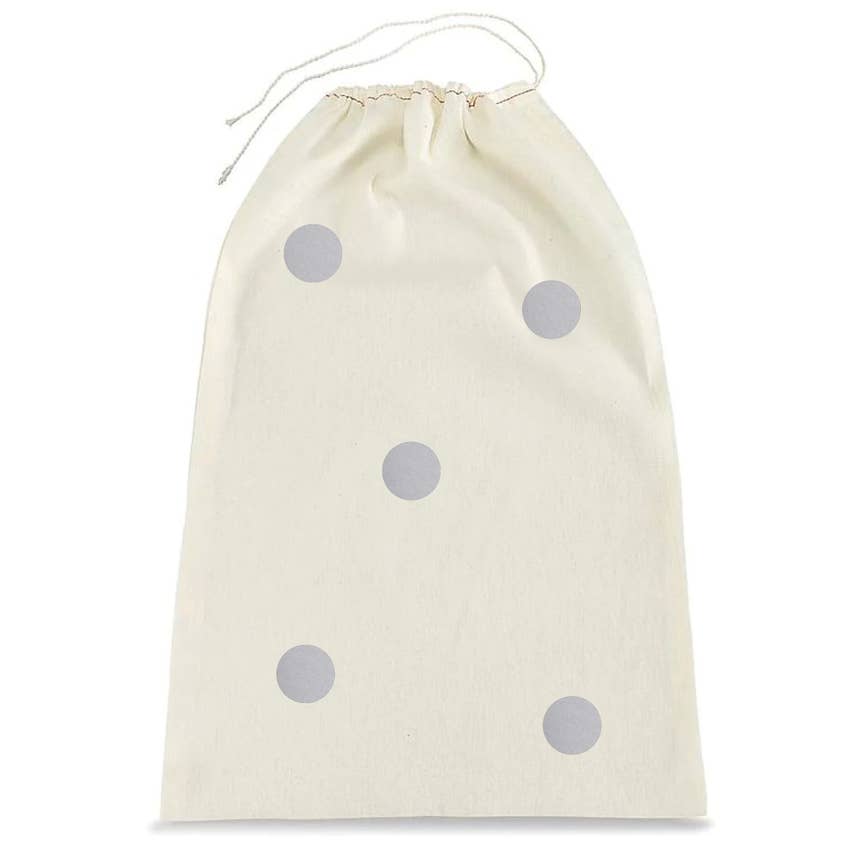 Silver Polka Dot Muslin Cloth Gift Bag