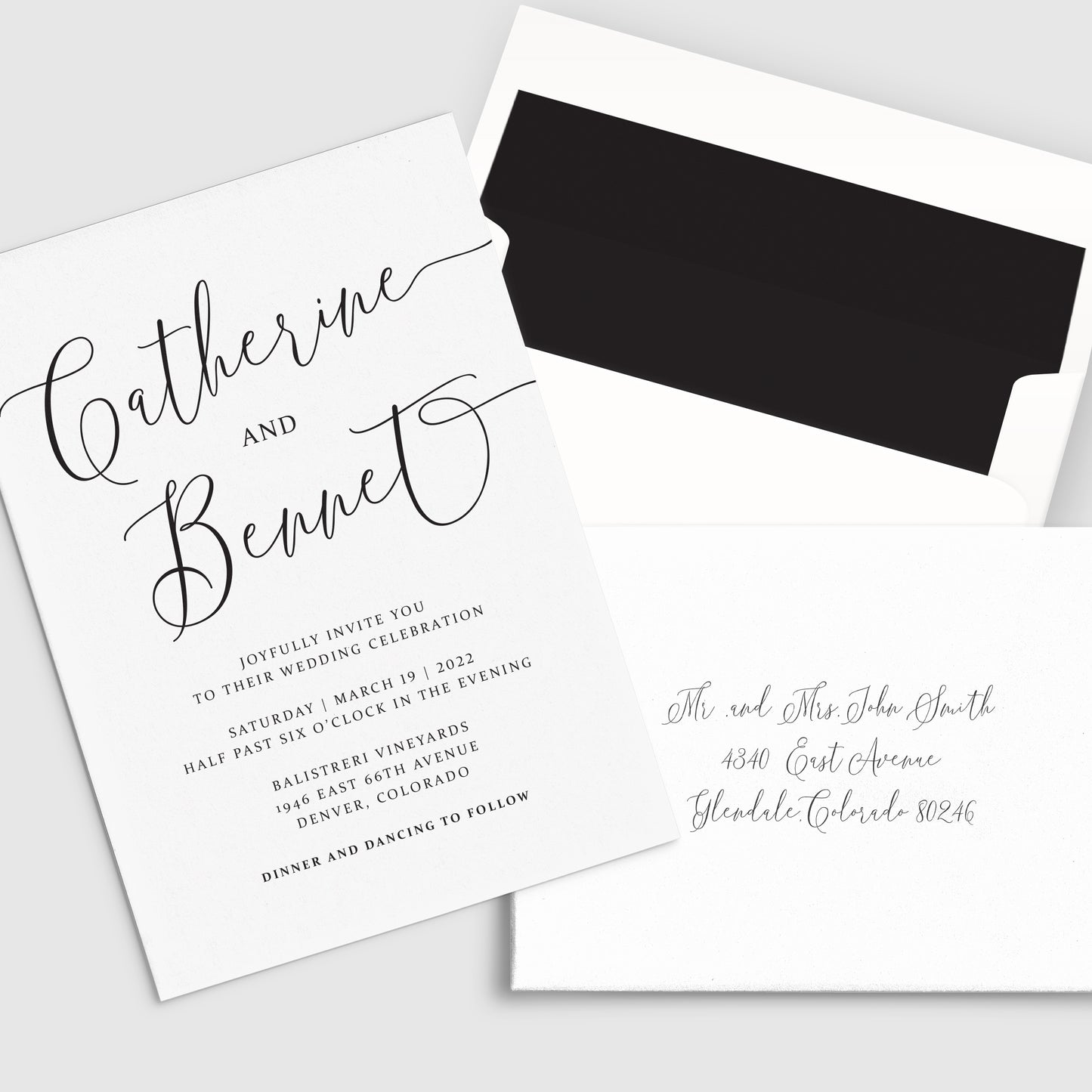 Fancy Script Wedding Invitation