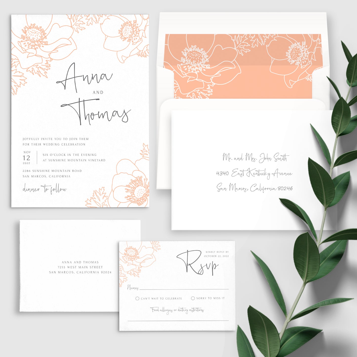 Faire-part de mariage blush moderne