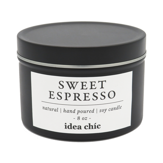 8 oz. Sweet Espresso Candle Black Tin