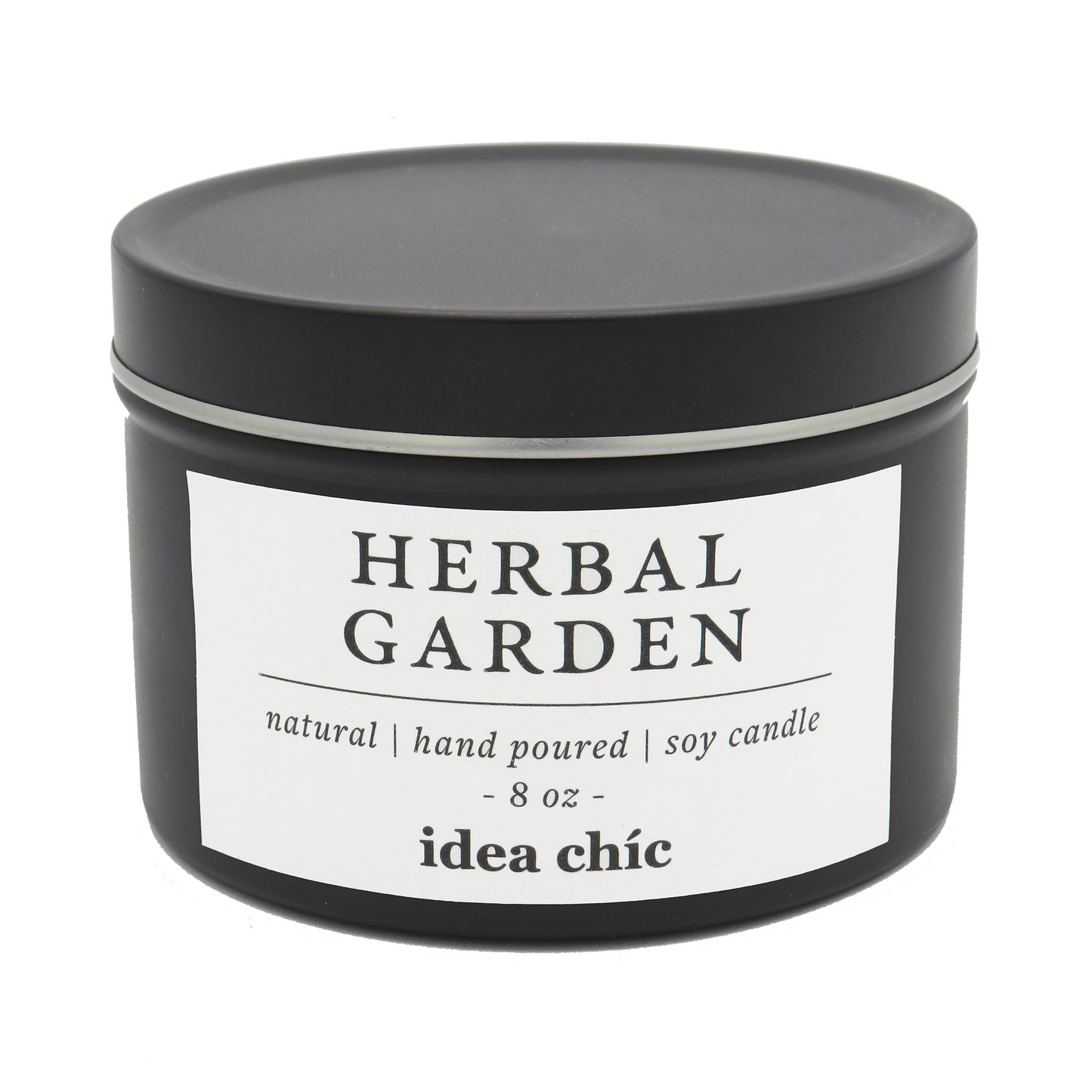 8 oz. Herbal Garden Candle Black Tin