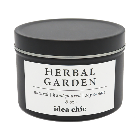 8 oz. Herbal Garden Candle Black Tin
