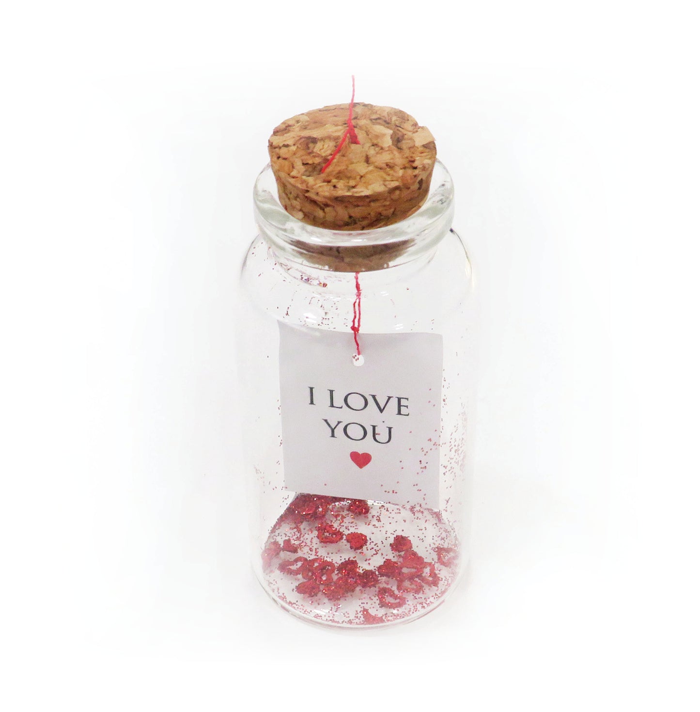 I Love You Tiny Message in a Bottle with Felted Wool Heart