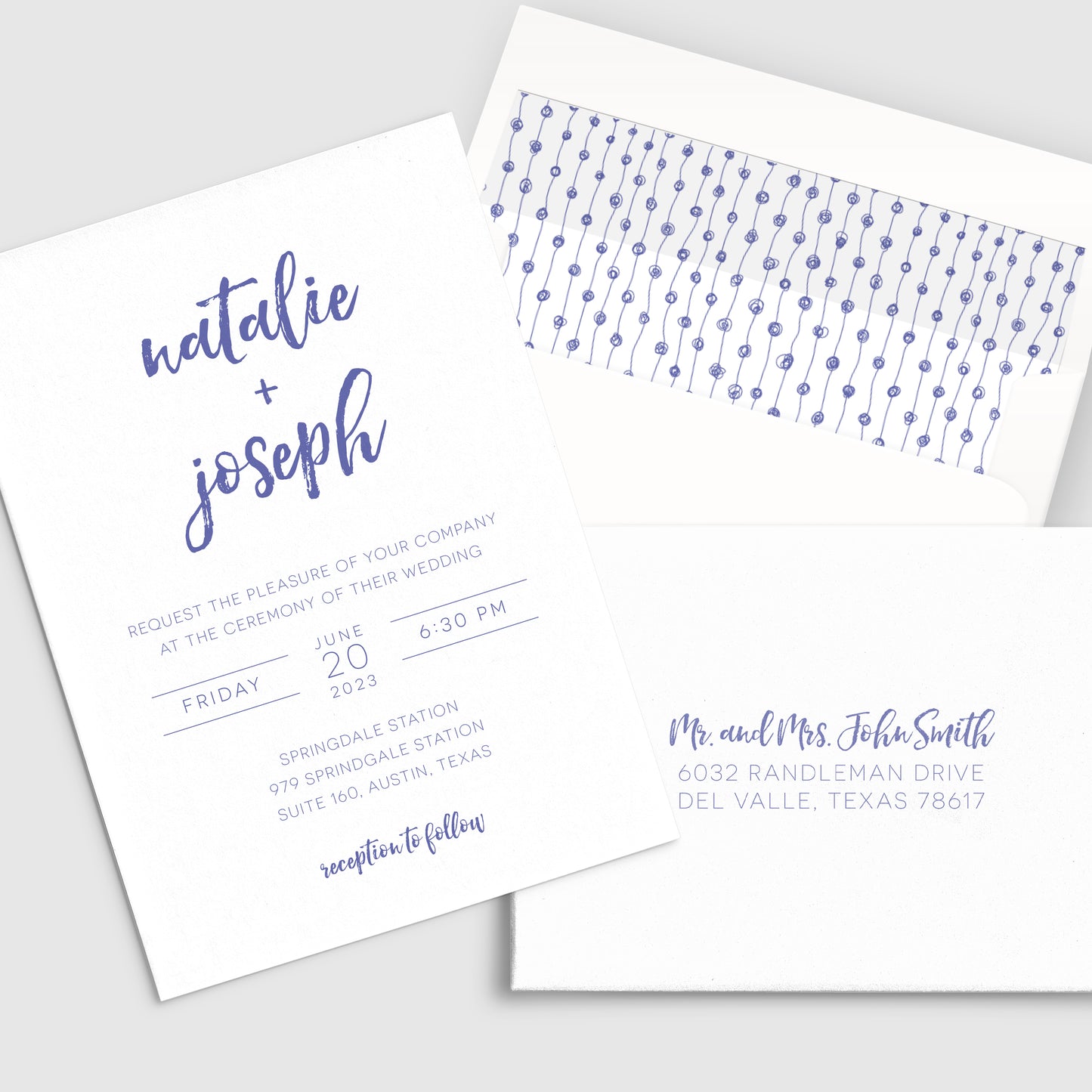 Faire-part de mariage au pinceau moderne
