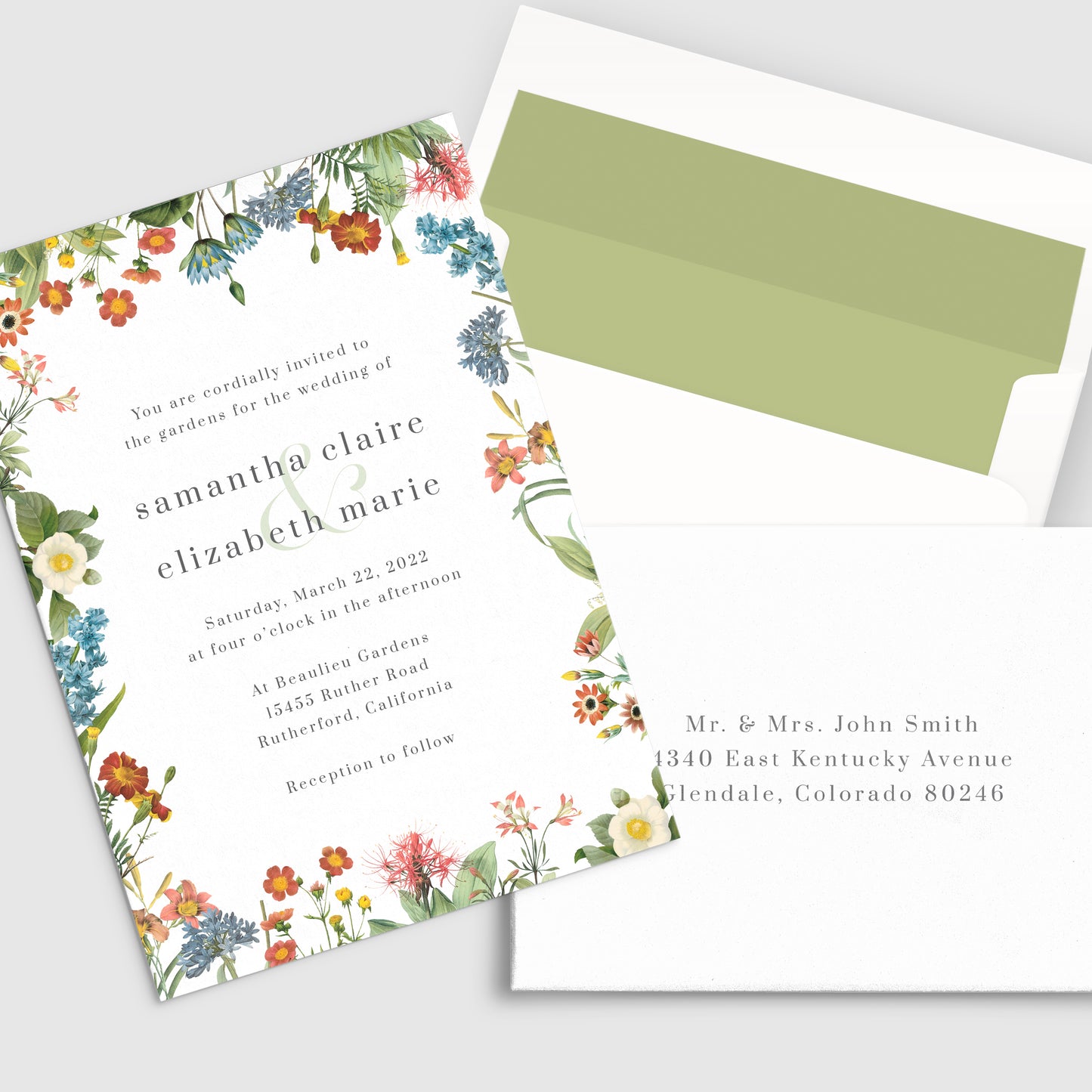 Faire-part de mariage de fleurs sauvages