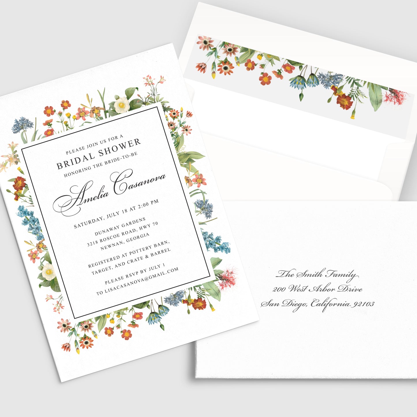 Invitation à la fête nuptiale de fleurs sauvages