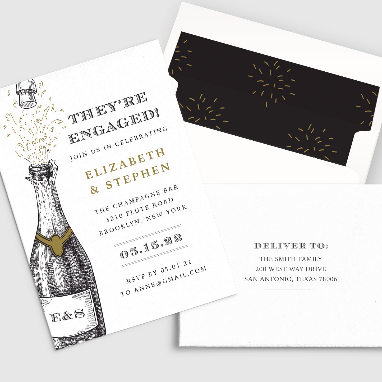 Pop the Champagne Engagement Party Invitation