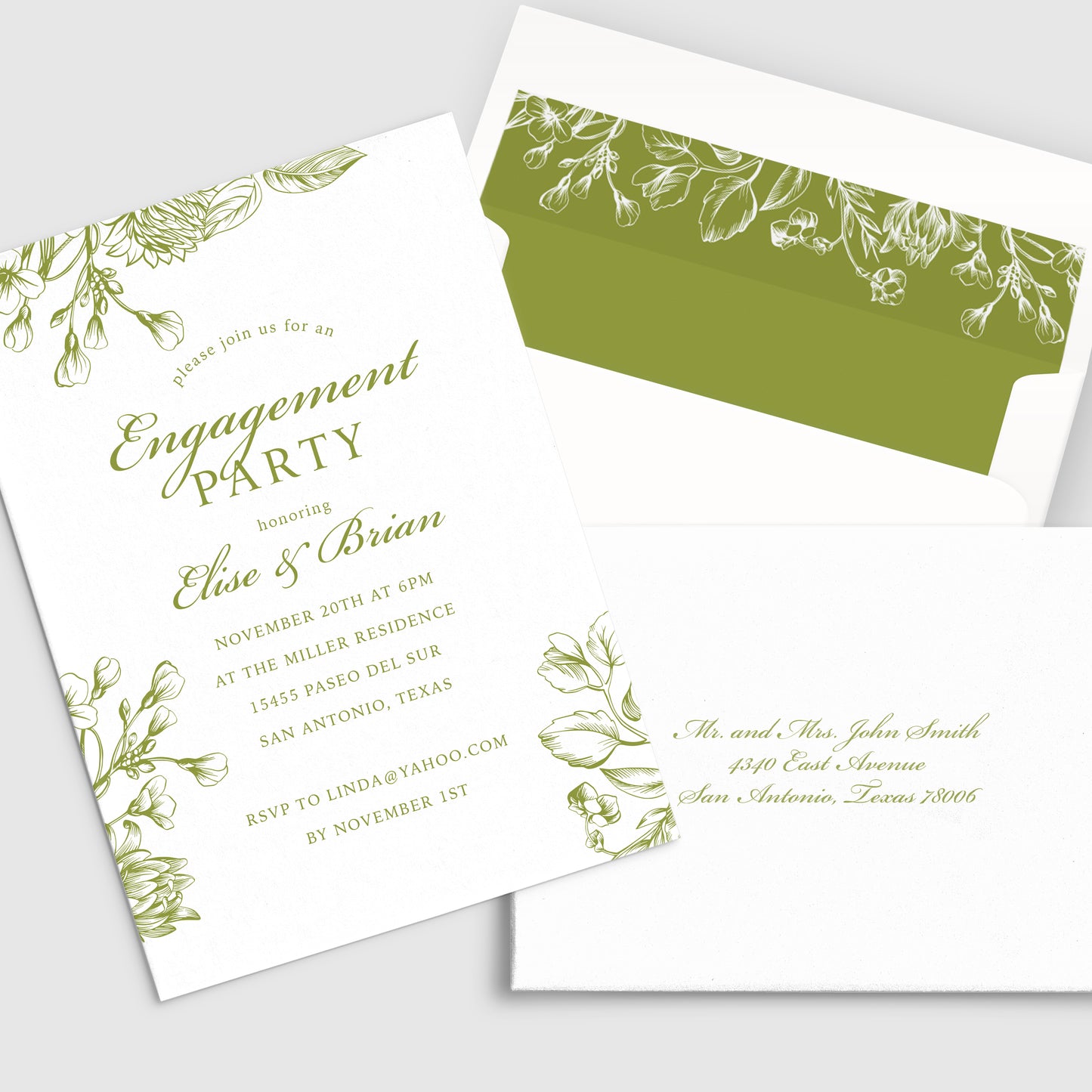 Invitación a la fiesta de compromiso floral