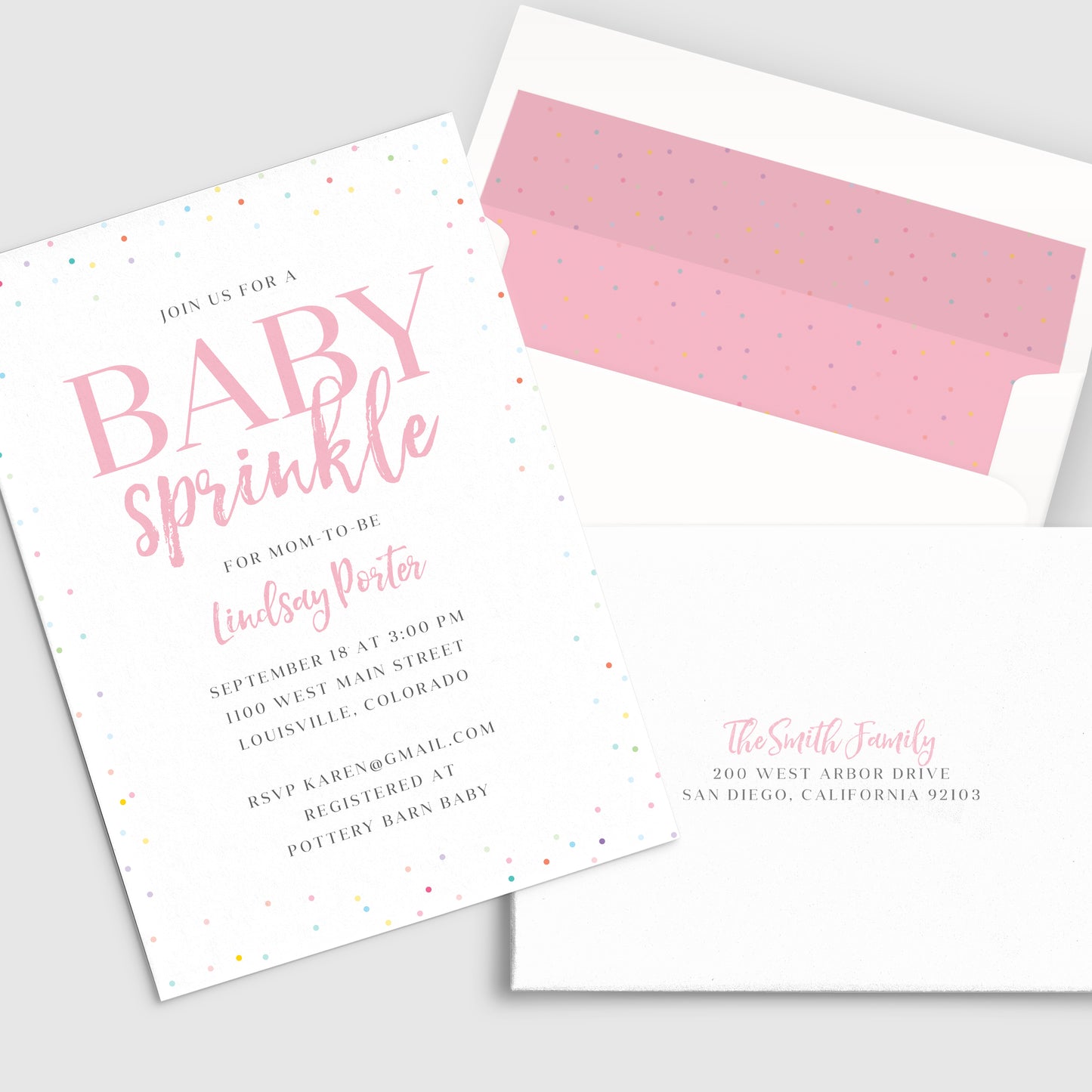 Invitation à saupoudrer pour bébé