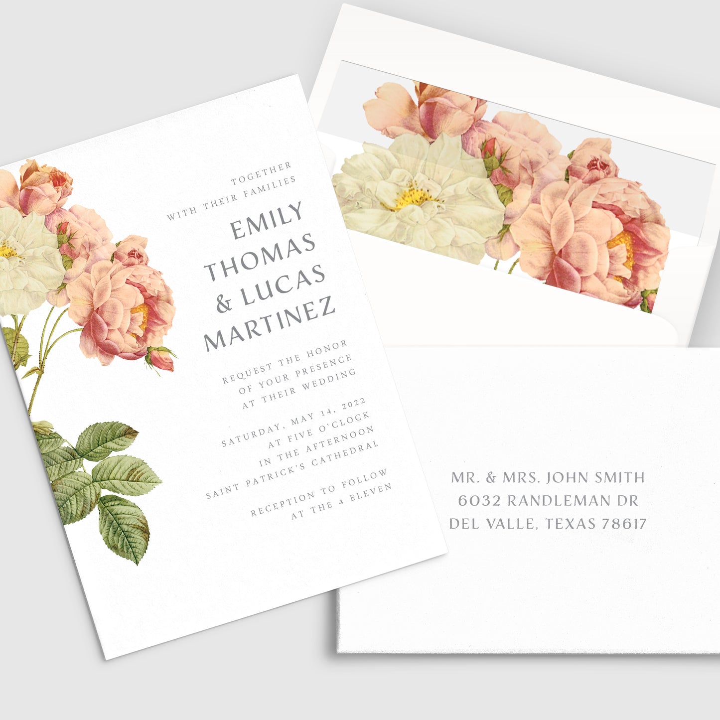 Blush Roses Wedding Invitation