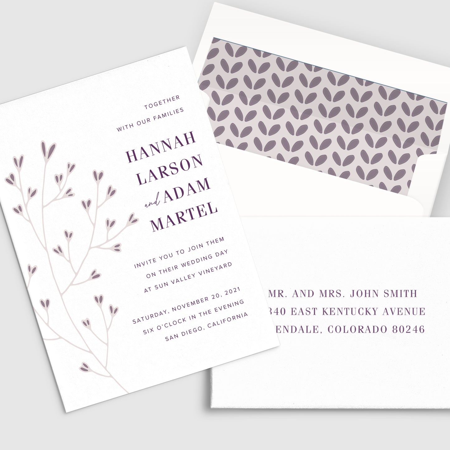 Faire-part de mariage de branche vintage