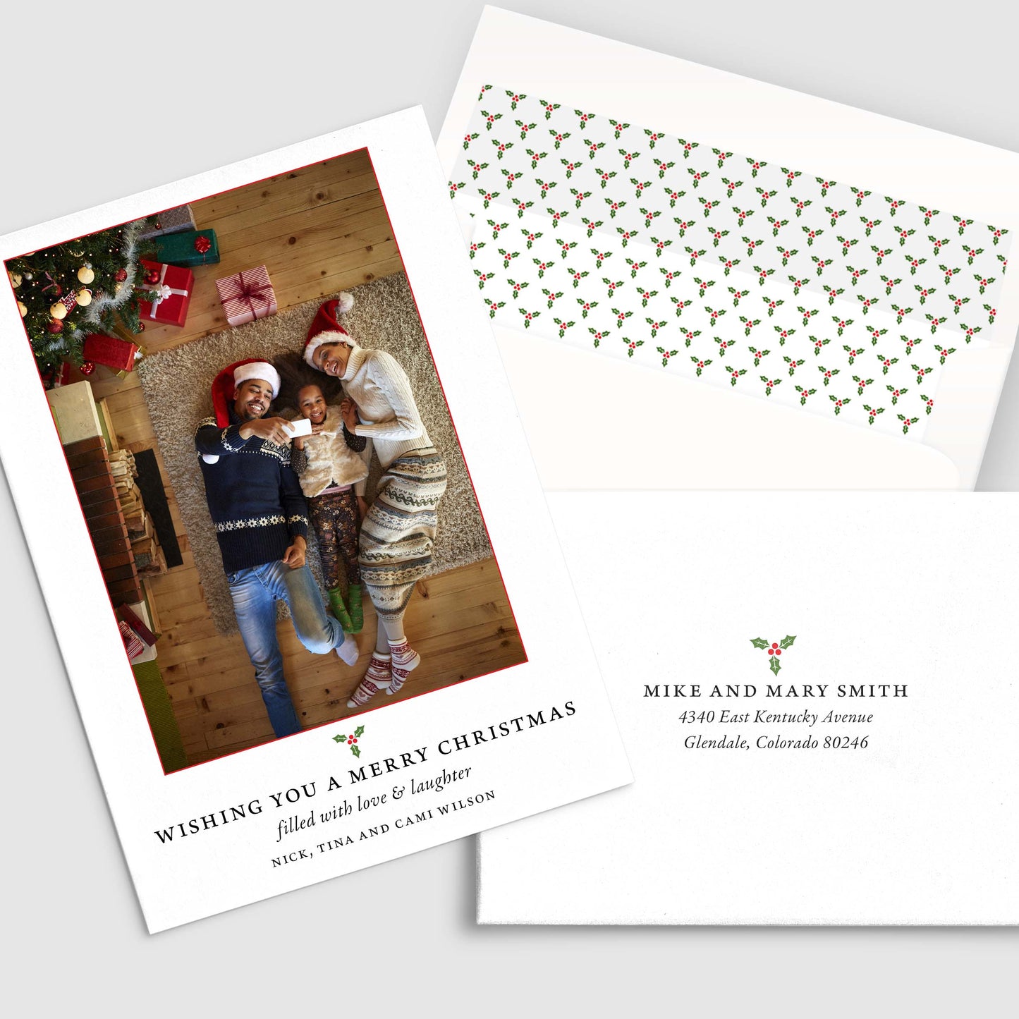 Holly Berry Holiday Photo Card