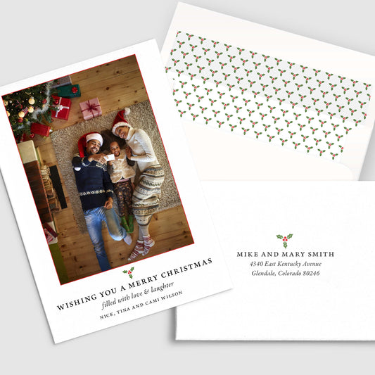 Holly Berry Holiday Photo Card