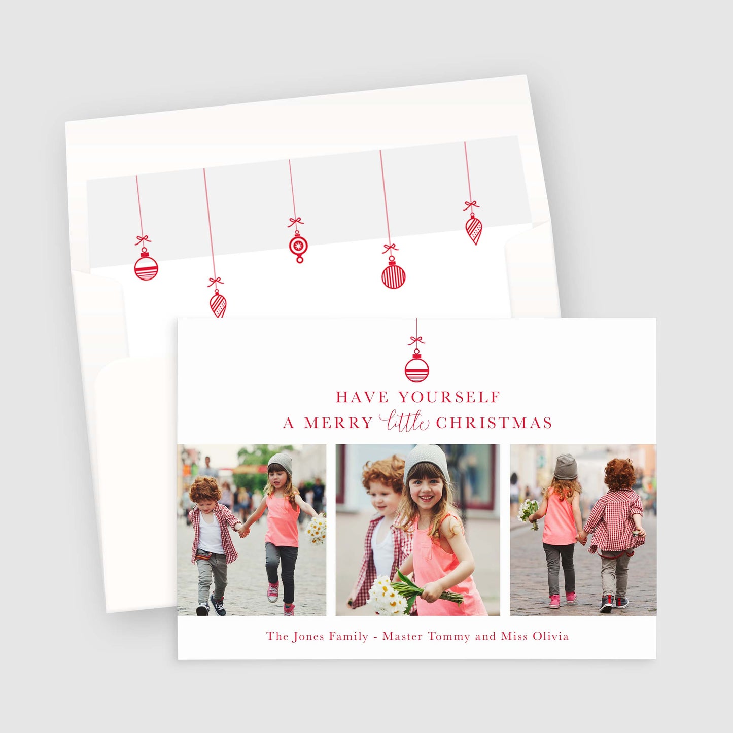 Carte photo de vacances Joyeux petit ornement de Noël
