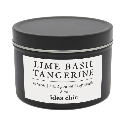 8 oz. Lime Basil Tangerine Candle Black Tin