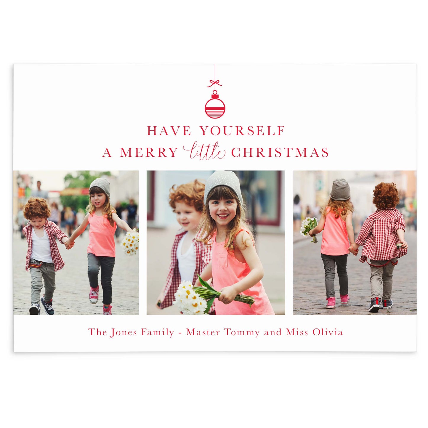 Carte photo de vacances Joyeux petit ornement de Noël
