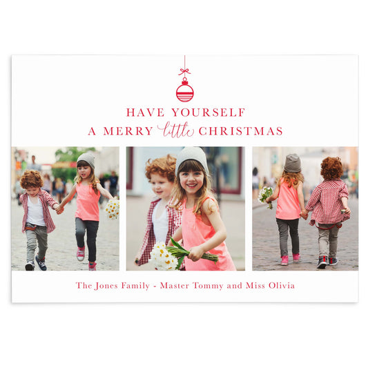 Merry Little Christmas Ornament Holiday Photo Card