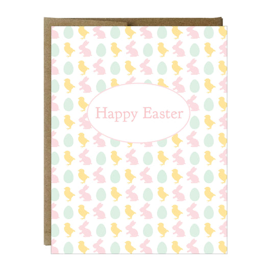 Chick, Bunny and Egg Easter Greeting Card - Idea Chíc
