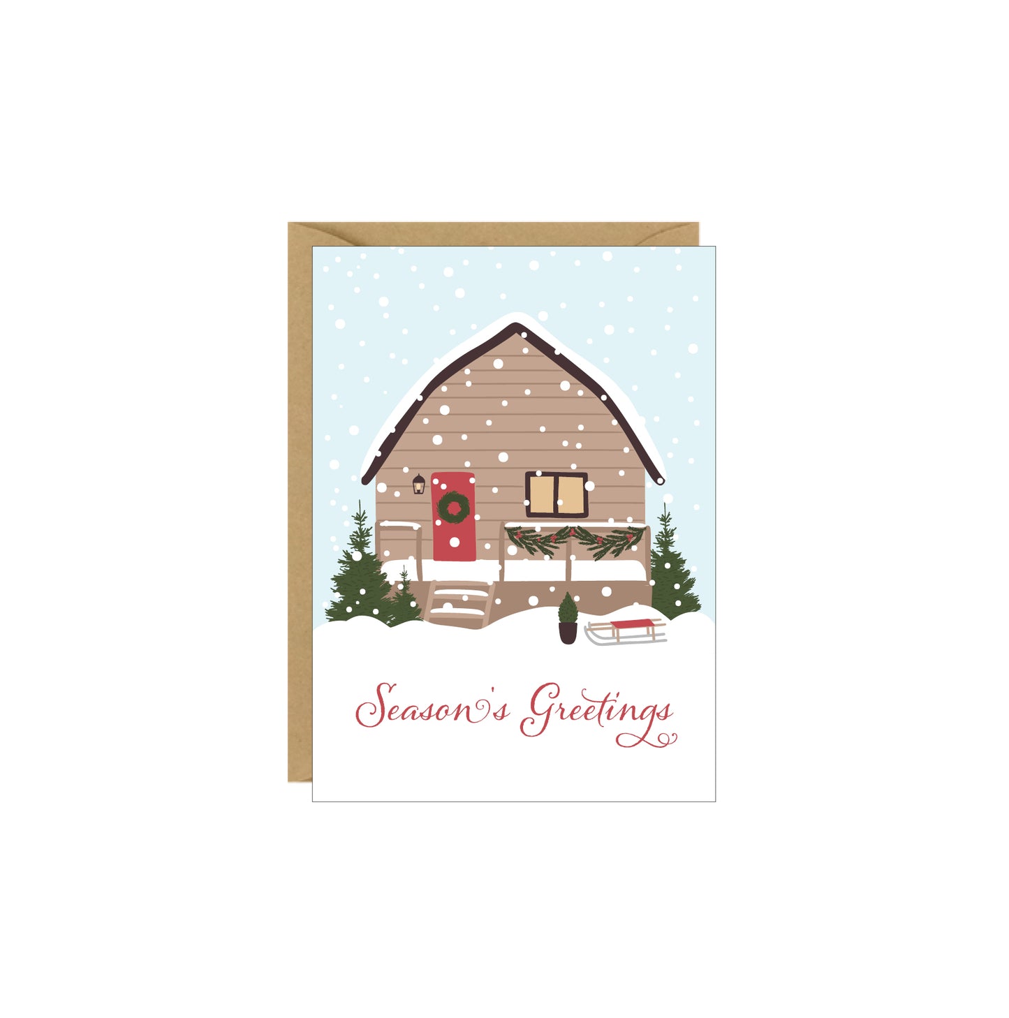 Snowy Cottage Season's Greetings Enclosure Card - 4 pack