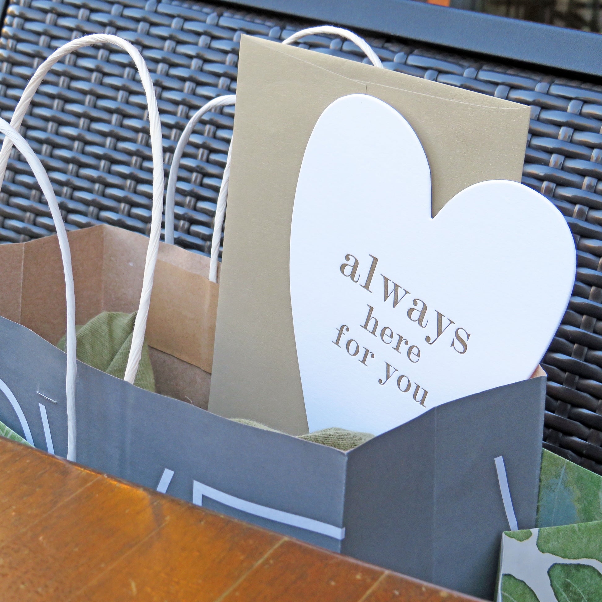 Always Here For You Heart Shaped Letterpress Greeting Card - Idea Chíc