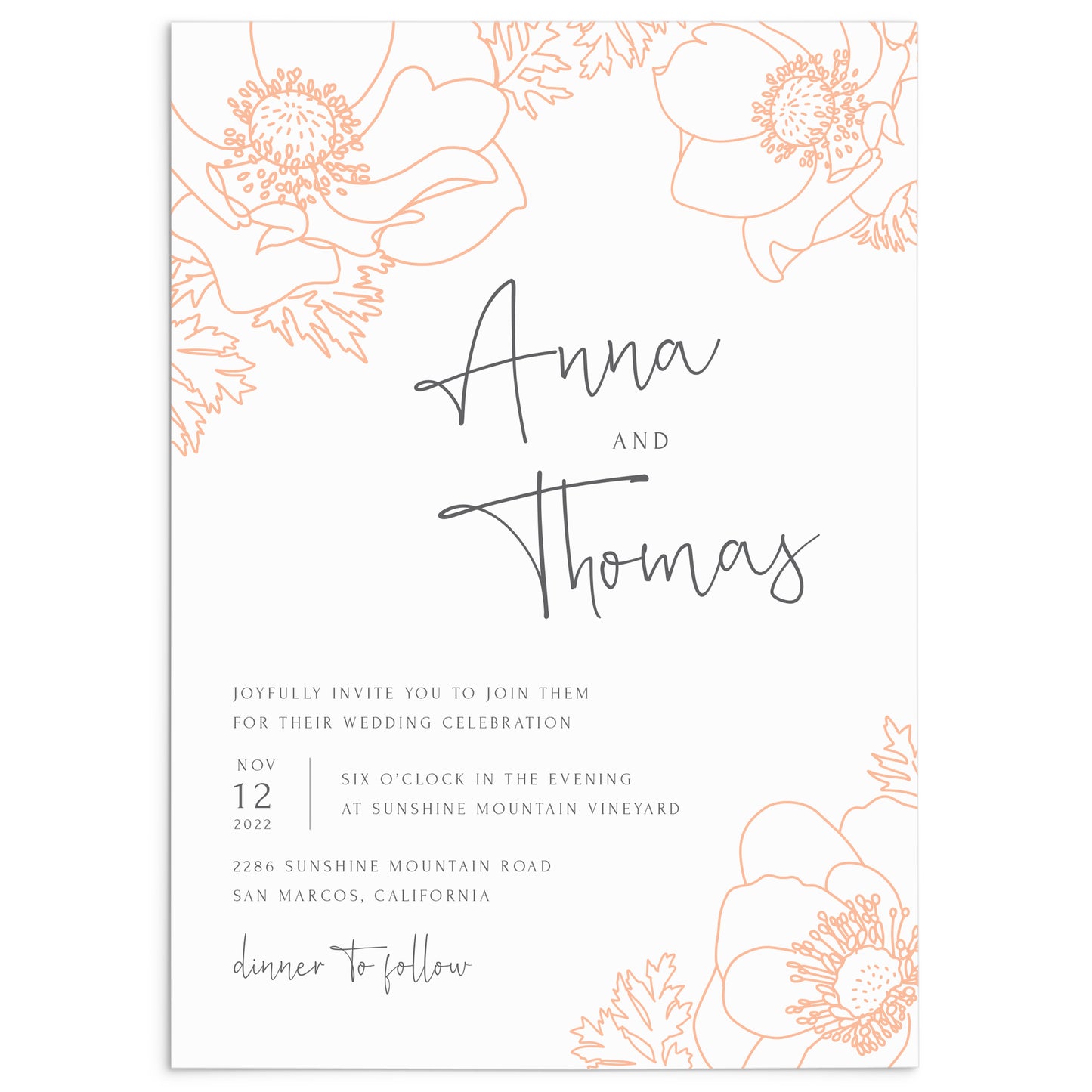 Modern Blush Wedding Invitation