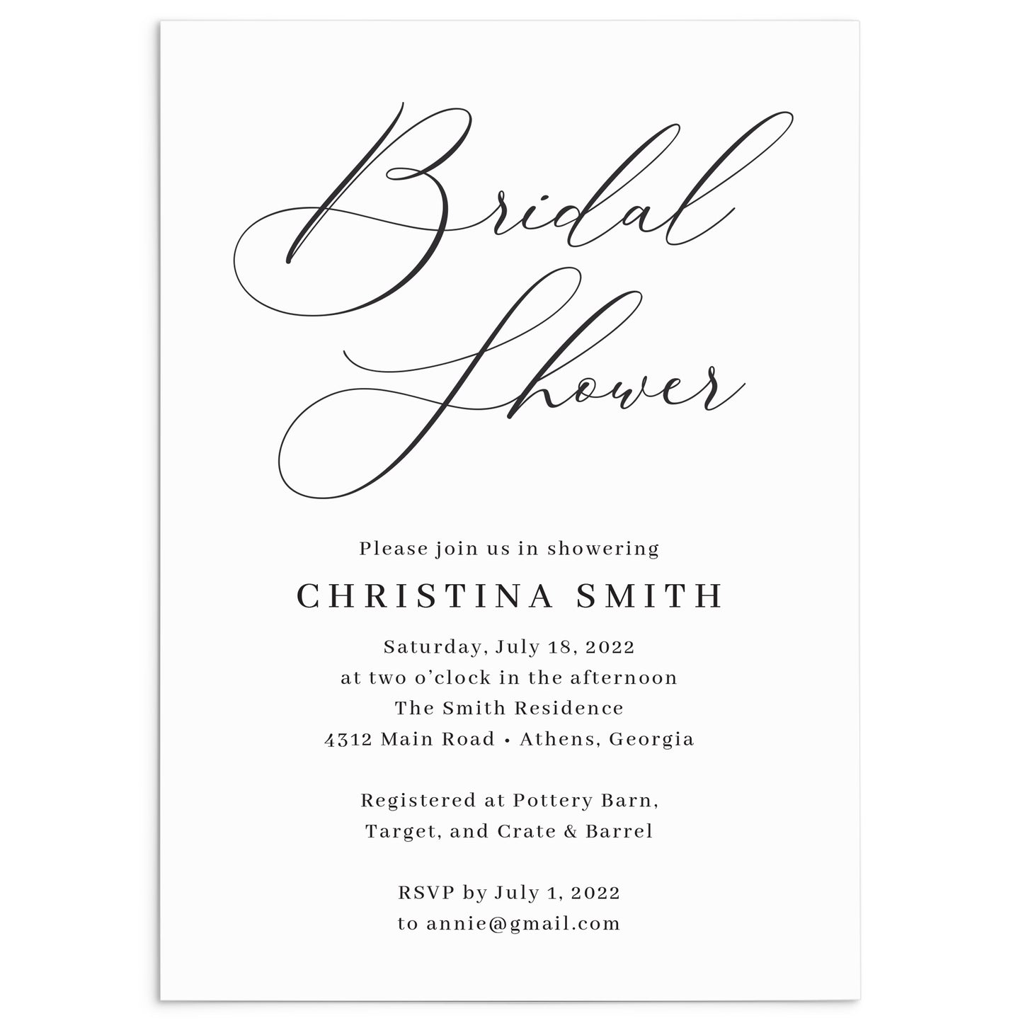 Classic Bridal Shower Invitation