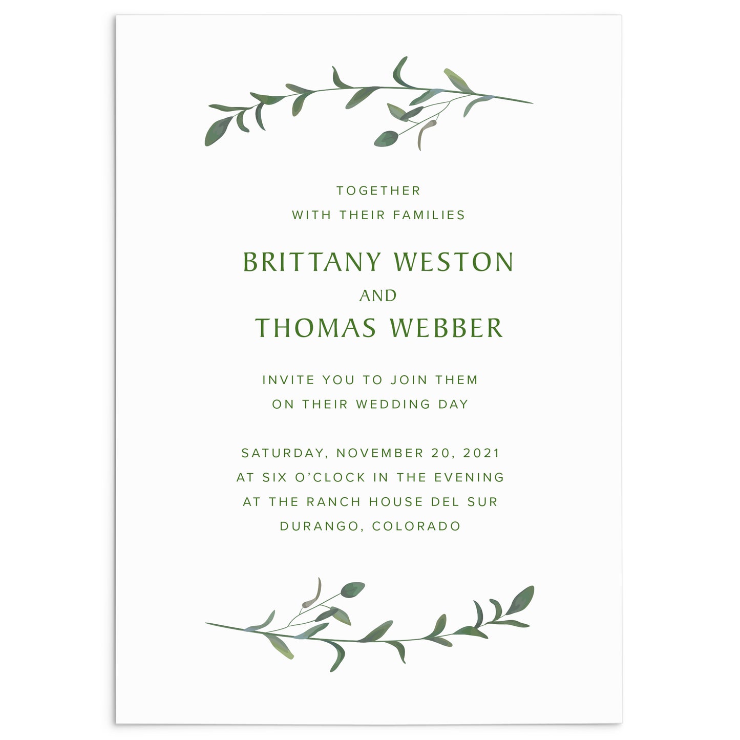 Greenery Wedding Invitation