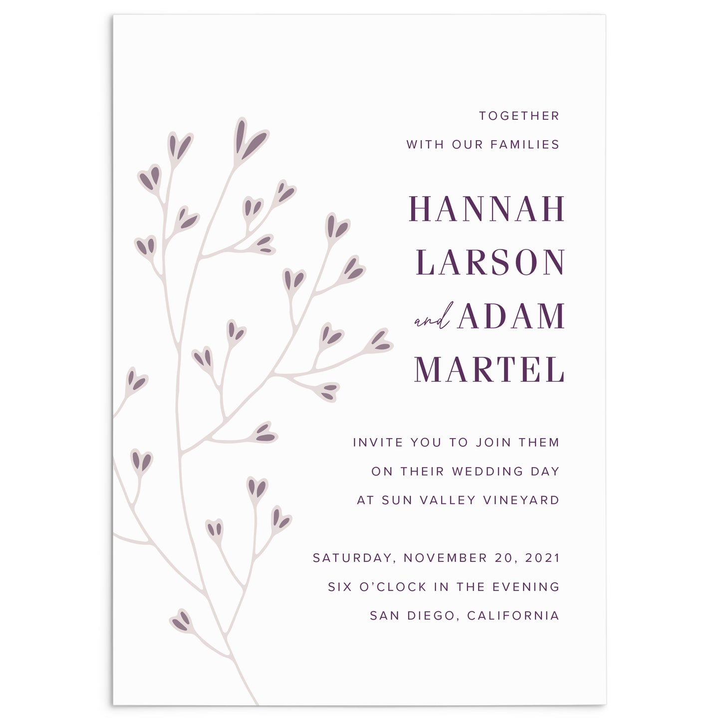 Faire-part de mariage de branche vintage