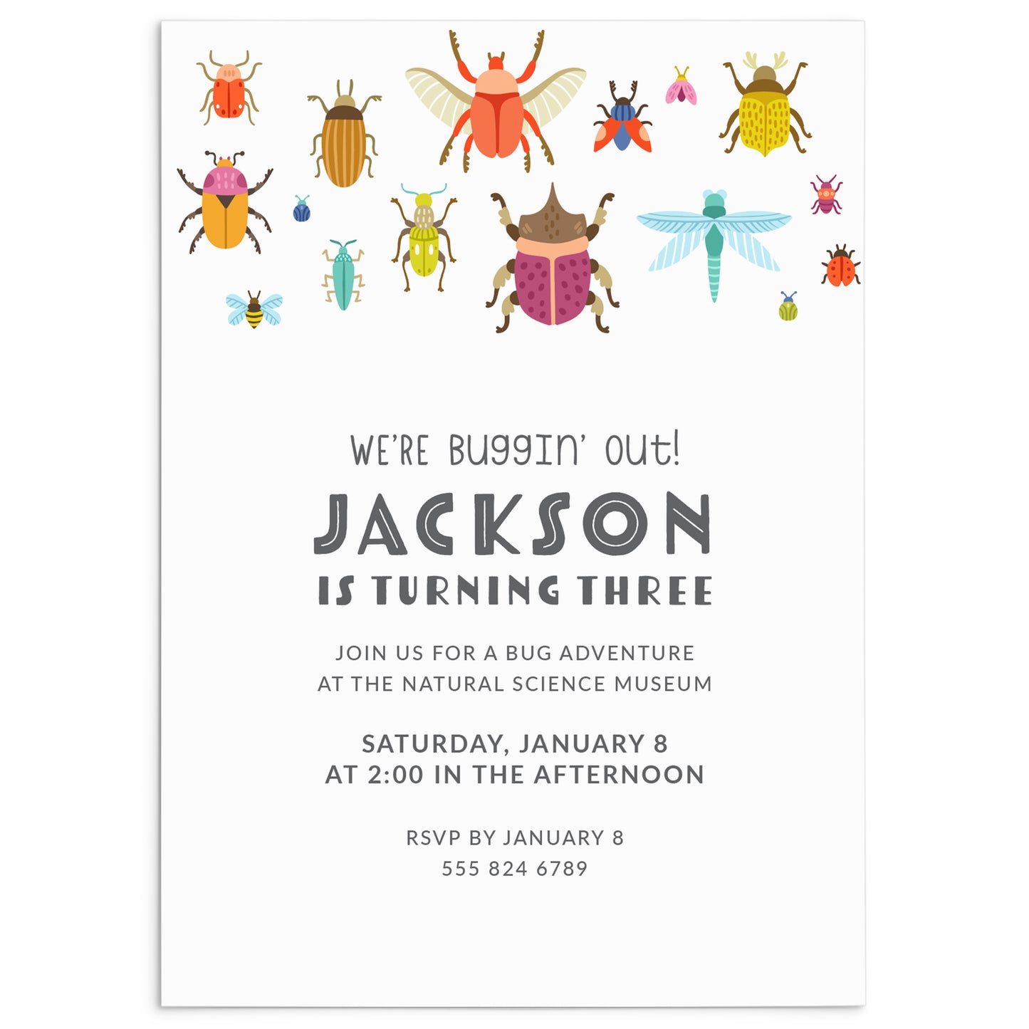 Invitación a la fiesta de cumpleaños de Buging Out