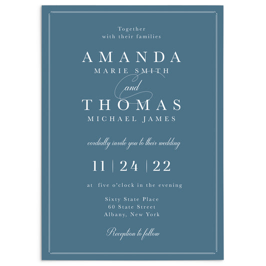 Formal Blue Wedding Invitation
