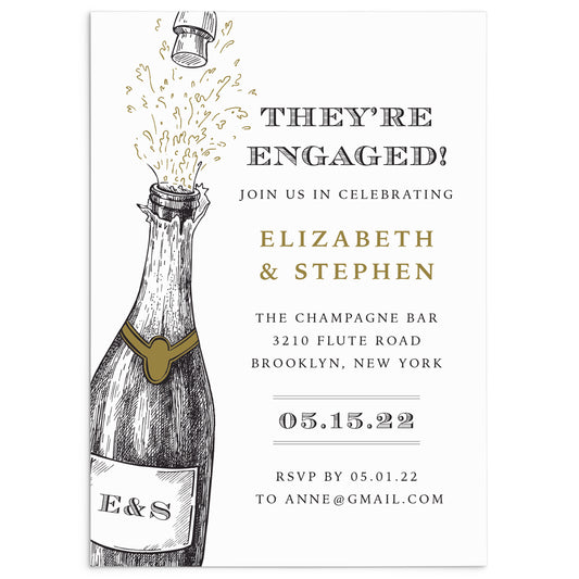 Pop the Champagne Engagement Party Invitation
