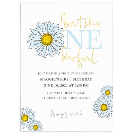 Invitación a la fiesta de cumpleaños de ONEderful Daisies