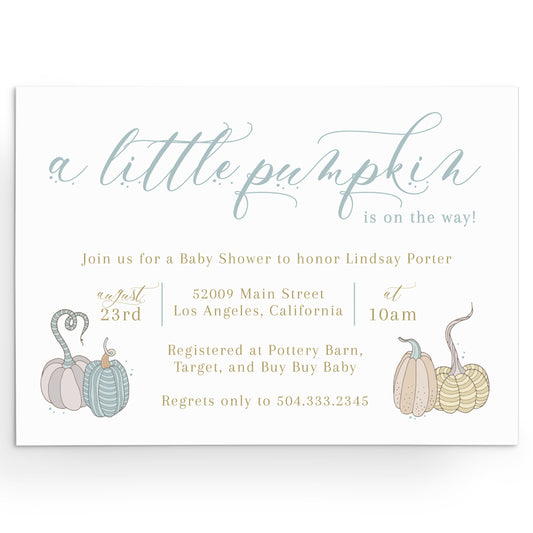 Pumpkin on the Way Baby Shower Invitation
