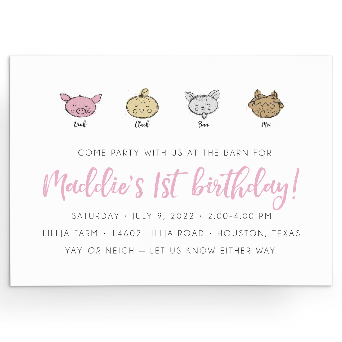 Barn 1st Birthday Party Invitation